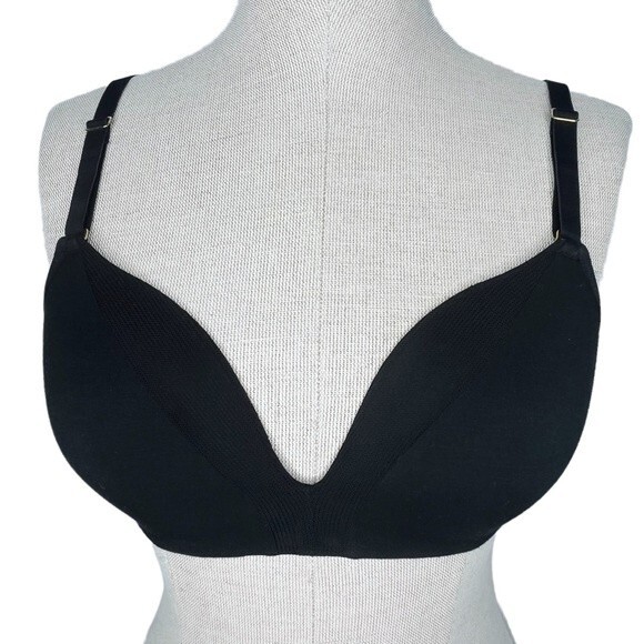 Lively The All-Day Deep V No-Wire Bra sz 34B * Solid Black Wire Free Mesh Band - Picture 1 of 7